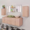Conjunto de muebles de baño con lavabo y grifo 11 piezas beige 4