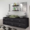 Conjunto de muebles de baño con lavabo y grifo 9 piezas negro 1