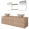 Conjunto de muebles de baño con lavabo y grifo 9 piezas beige 4