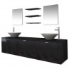Set muebles para baño con lavabo y grifo 10 uds Negro 2