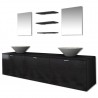 Set muebles para baño con lavabo y grifo 10 uds Negro 3