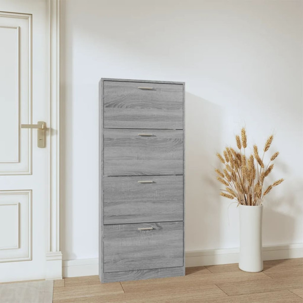 Mueble zapatero madera contrachapada gris Sonoma 59x17x150 cm M 3