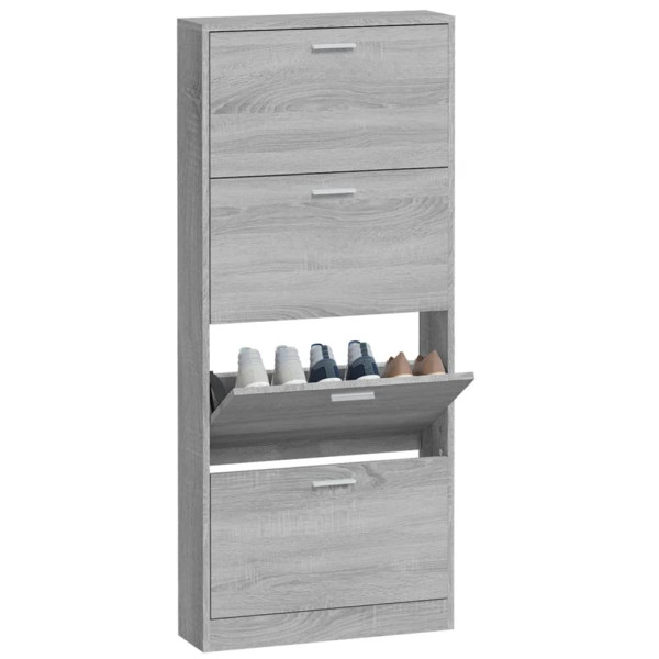 Mueble zapatero madera contrachapada gris Sonoma 59x17x150 cm M 4