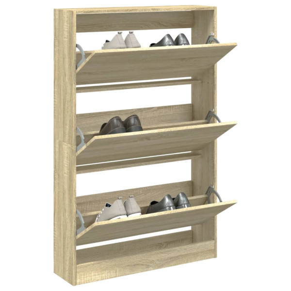 Zapatero de madera de ingeniería roble Sonoma 80x21x125.5 cm D