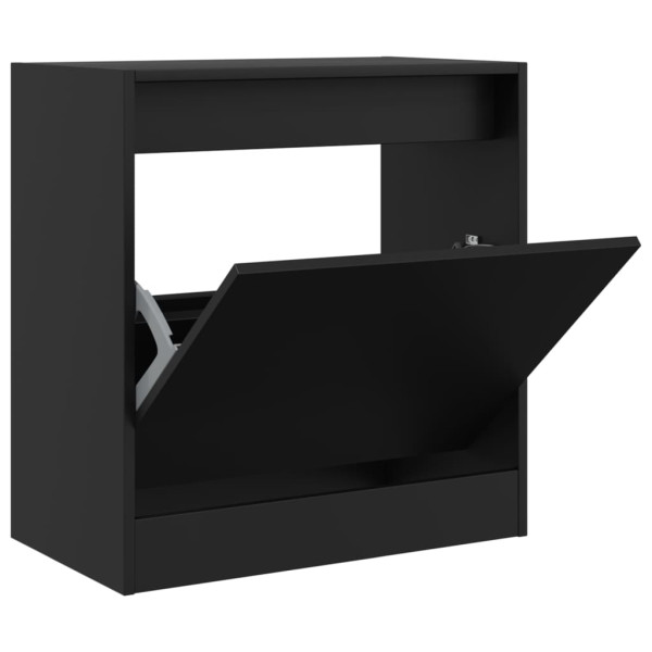 Zapatero de madera de ingeniería negro 60x34x63.5 cm M 2