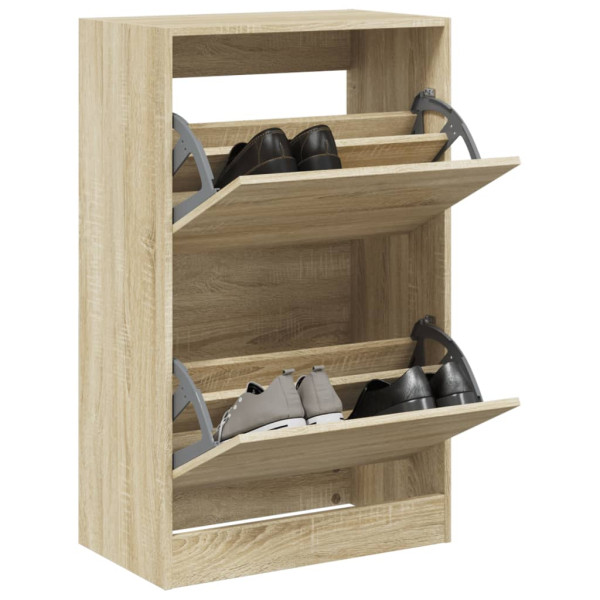 Zapatero de madera de ingeniería roble Sonoma 60x34x96.5 cm D