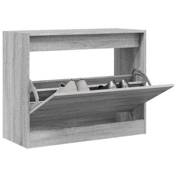 Zapatero de madera de ingeniería gris Sonoma 80x34x63 cm D