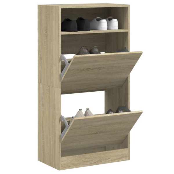 Zapatero de madera de ingeniería roble Sonoma 60x34x116 cm D
