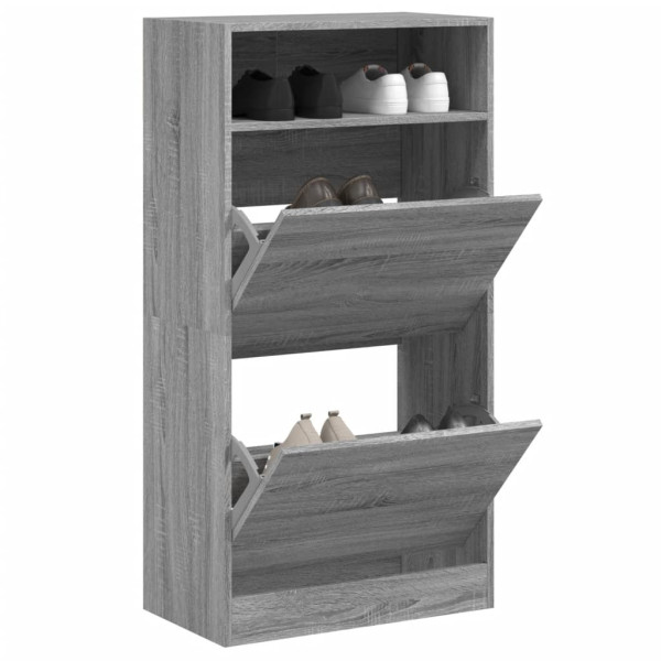 Zapatero de madera de ingeniería gris Sonoma 60x34x116 cm D