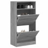 Zapatero de madera de ingeniería gris Sonoma 60x34x116 cm 1