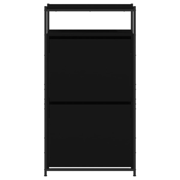 Zapatero de madera de ingeniería negro 60x34x112 cm M 5