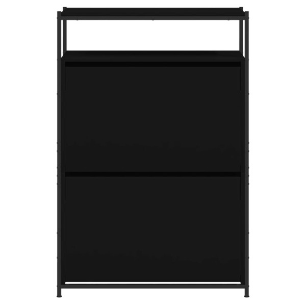 Zapatero de madera de ingeniería negro 75x34x112 cm M 5