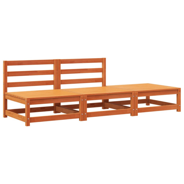 Sofá jardín sin reposabrazos con reposapiés madera pino marrón M 2