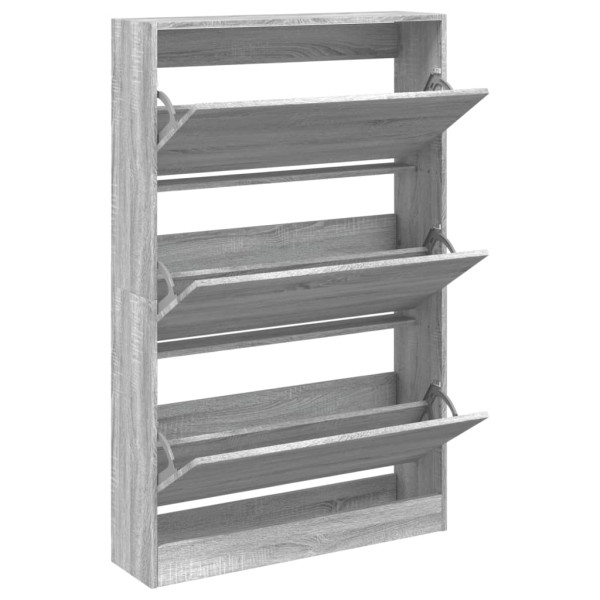 Zapatero de madera de ingeniería gris Sonoma 80x21x125.5 cm M 2