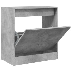 Zapatero de madera de ingeniería gris hormigón 60x34x63.5 cm H