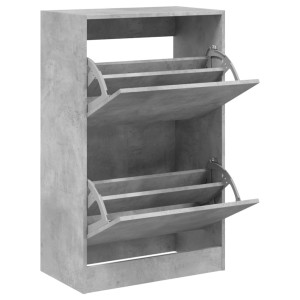 Zapatero de madera de ingeniería gris hormigón 60x34x96.5 cm H