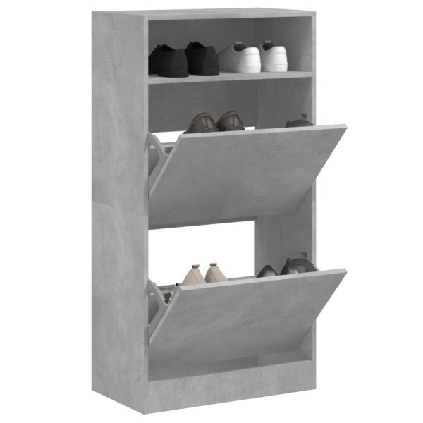 Zapatero de madera de ingeniería gris hormigón 60x34x116 cm D