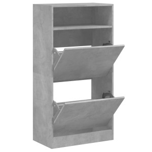 Zapatero de madera de ingeniería gris hormigón 60x34x116 cm H