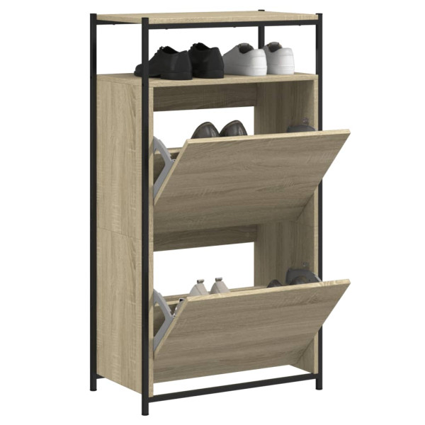 Zapatero de madera de ingeniería roble Sonoma 60x34x112 cm D