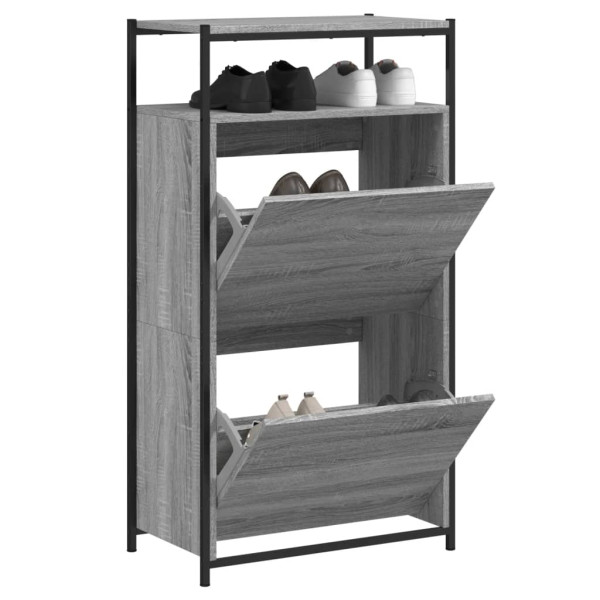 Zapatero de madera de ingeniería gris Sonoma 60x34x112 cm D