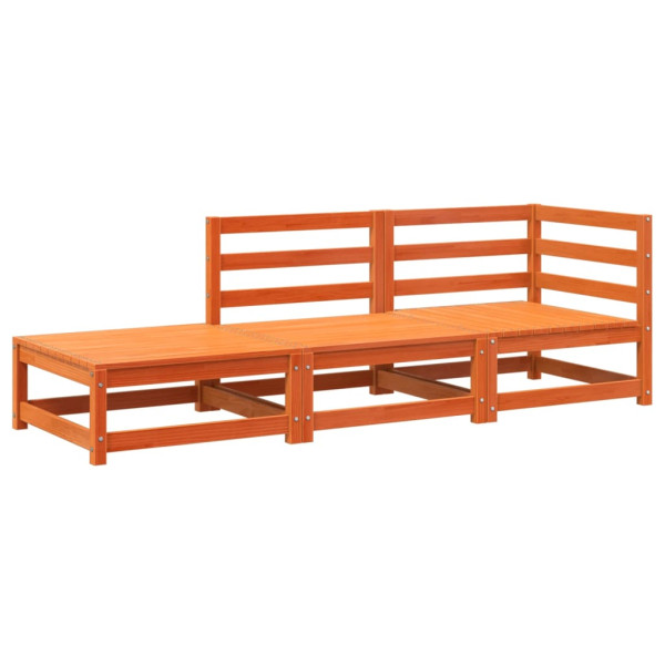 Sofá 2 lugares jardim c/ apoio de pés pinho maciço castanho-mel M 2