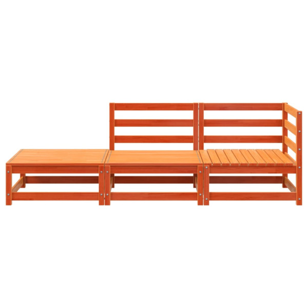 Sofá de jardín con reposapiés 2 plazas madera pino marrón cera M 4