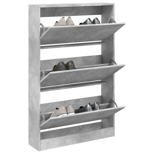 Zapatero de madera de ingeniería gris hormigón 80x21x125.5 cm D