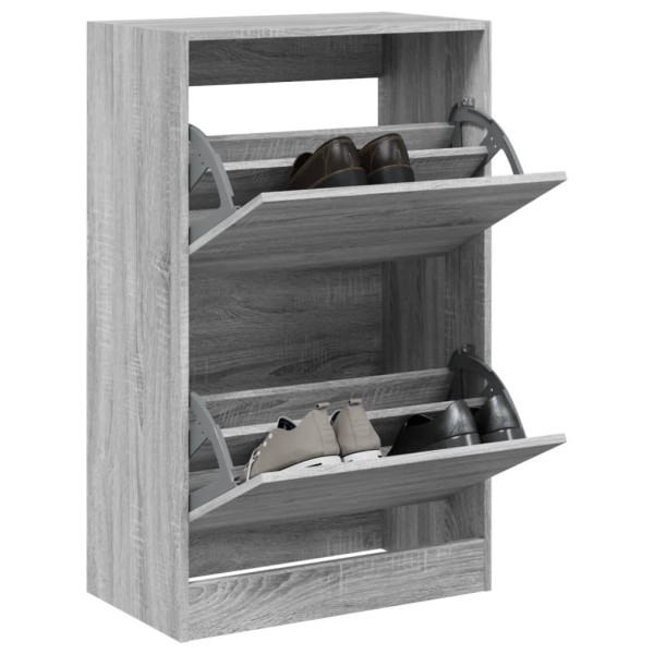 Zapatero de madera de ingeniería gris Sonoma 60x34x96.5 cm D