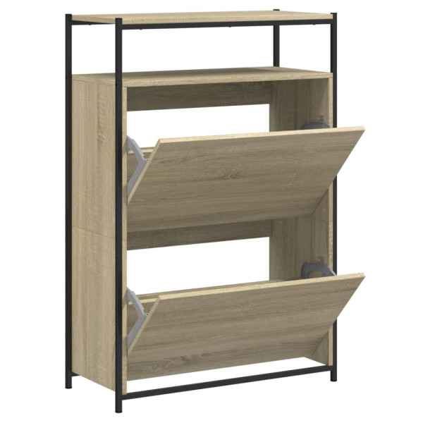 Zapatero de madera de ingeniería roble Sonoma 75x34x112 cm M 2