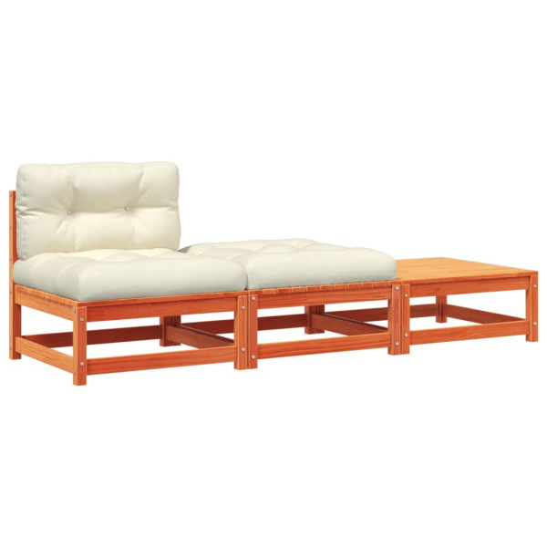 Sofá de jardín sin reposabrazos con cojines y reposapiés M 2