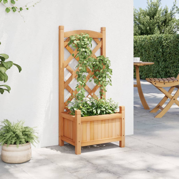 Jardinera con enrejado de madera maciza de abeto marrón M 3