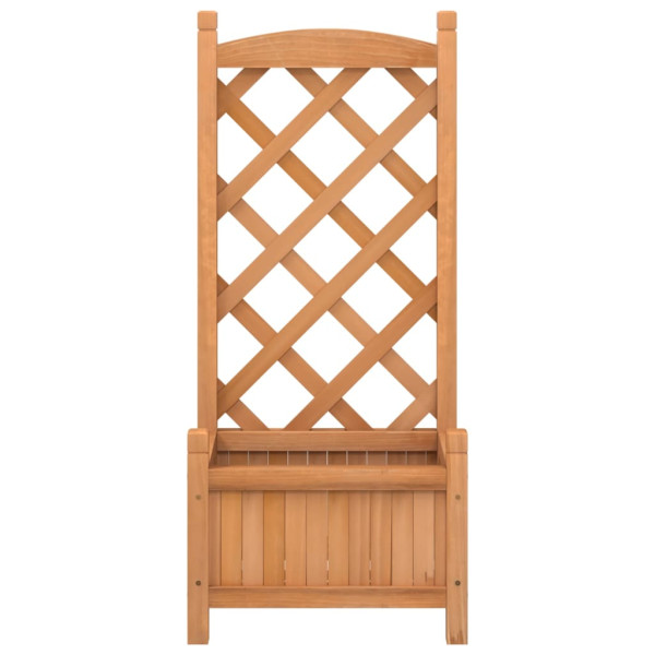 Jardinera con enrejado de madera maciza de abeto marrón M 4