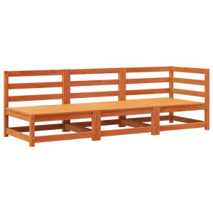 Sofá de 3 lugares para jardim pinho maciço castanho-mel H