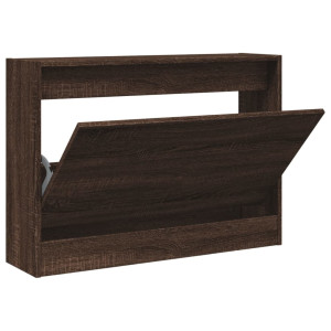 Zapatero de madera de ingeniería marrón roble 80x21x57 cm H