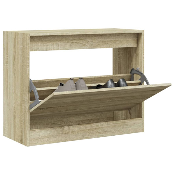 Zapatero de madera de ingeniería roble Sonoma 80x34x63 cm D