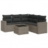 Set de muebles de jardín 6 pzas y cojines ratán sintético gris 2