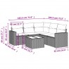 6 pcs conjunto sofás de jardim com almofadões vime cinzento 3