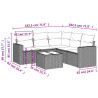 Set muebles de jardín 6 piezas y cojines ratán sintético negro 3