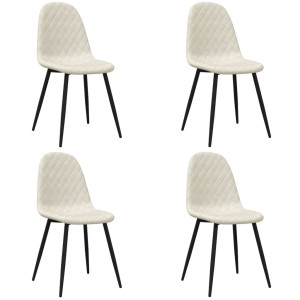 Cadeiras de jantar 4 pcs veludo branco nata H