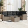 6 pcs conjunto sofás de jardim com almofadões vime cinzento 1