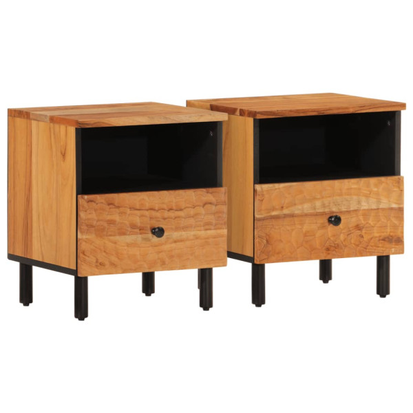 Mesitas de noche 2 uds madera maciza de acacia 40x33x46 cm M 2