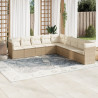 Set de sofás de jardín 9 pzas con cojines ratán sintético beige 1