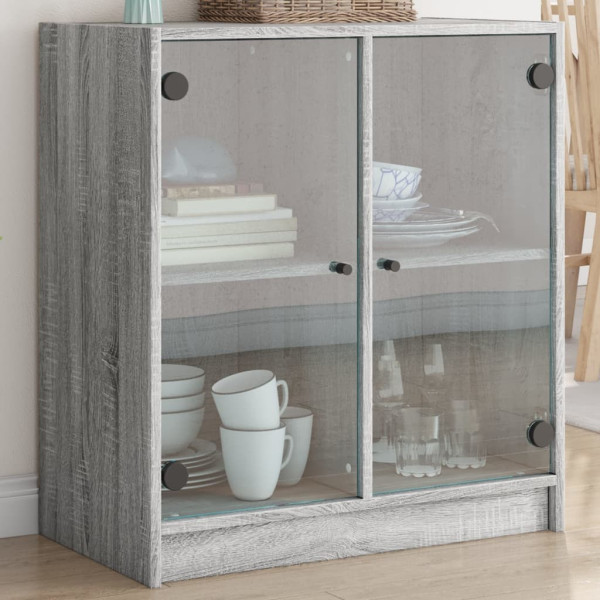 Armario auxiliar puertas de vidrio gris Sonoma 68x37x75.5 cm D