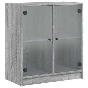 Armario auxiliar puertas de vidrio gris Sonoma 68x37x75.5 cm H