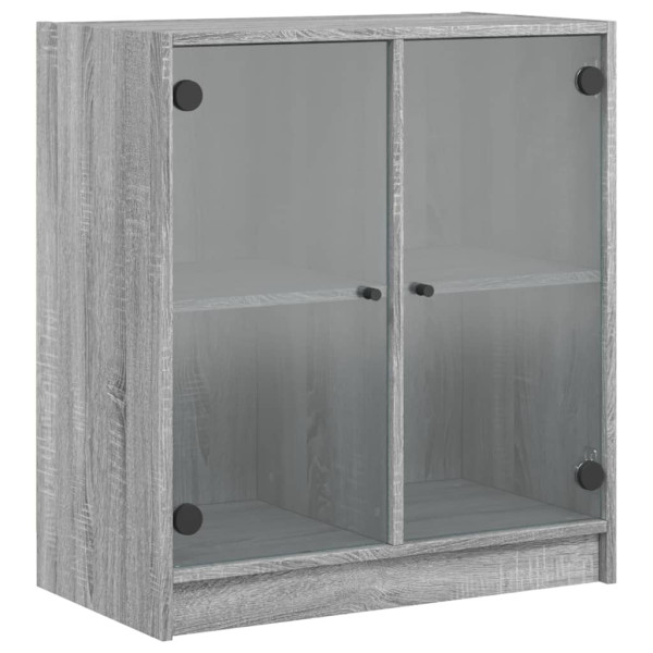 Armário de apoio c/ portas de vidro 68x37x75.5 cm cinza sonoma M 2