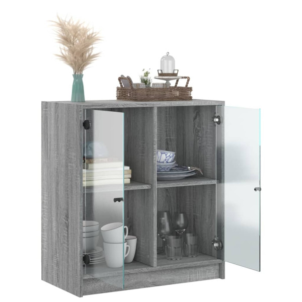 Armario auxiliar puertas de vidrio gris Sonoma 68x37x75.5 cm M 5