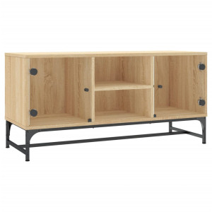 Mueble de TV con puertas de vidrio roble Sonoma 102x37x50 cm H