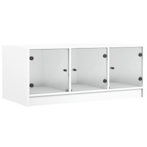 Mesa de centro c/ portas de vidro 102x50x42 cm branco H