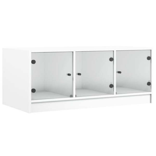 Mesa de centro con puertas de vidrio blanca 102x50x42 cm M 2