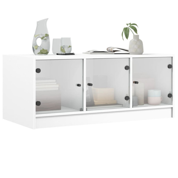 Mesa de centro c/ portas de vidro 102x50x42 cm branco M 4